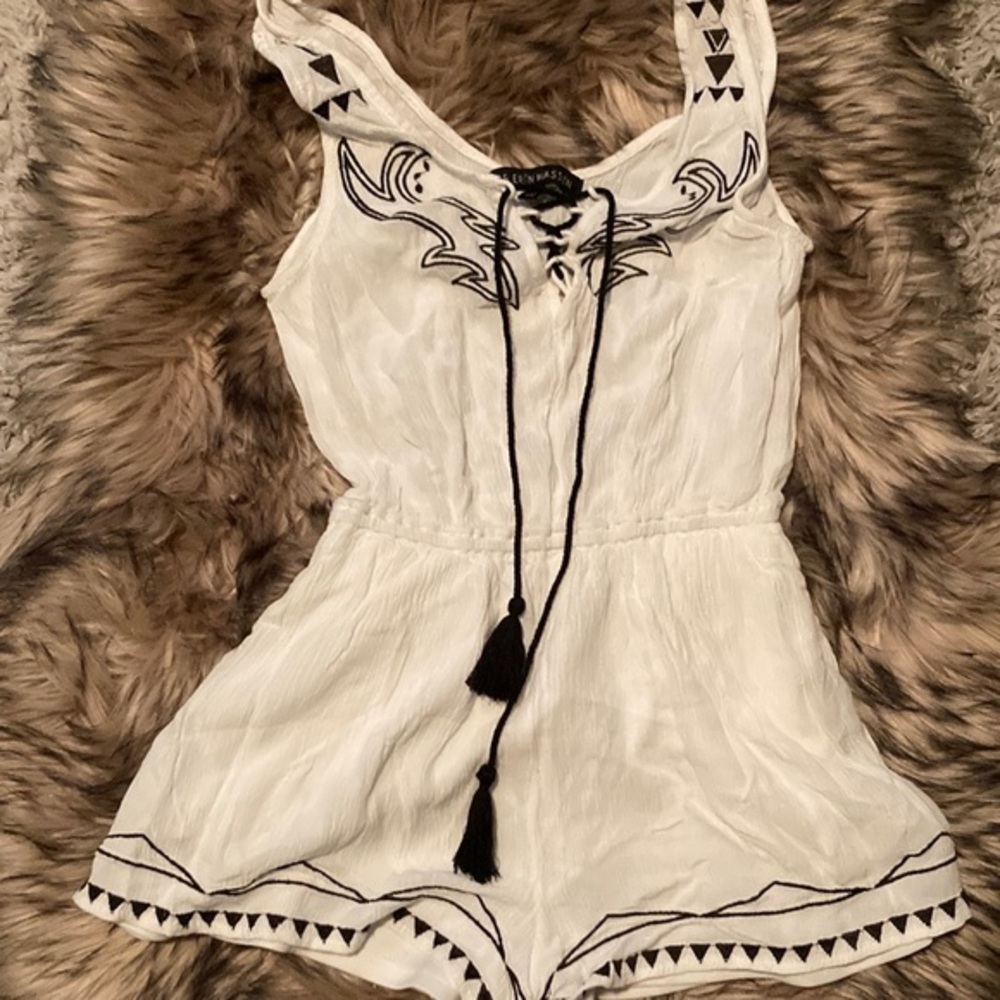 P.S. Erin Wasson ◦ black and white embroidered romper